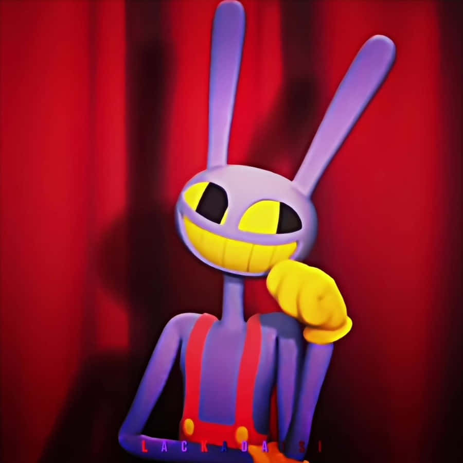 Smiling Cartoon Rabbit Red Backdrop Wallpaper