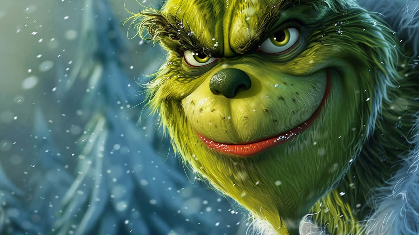 Smiling Grinch Snowfall Wallpaper