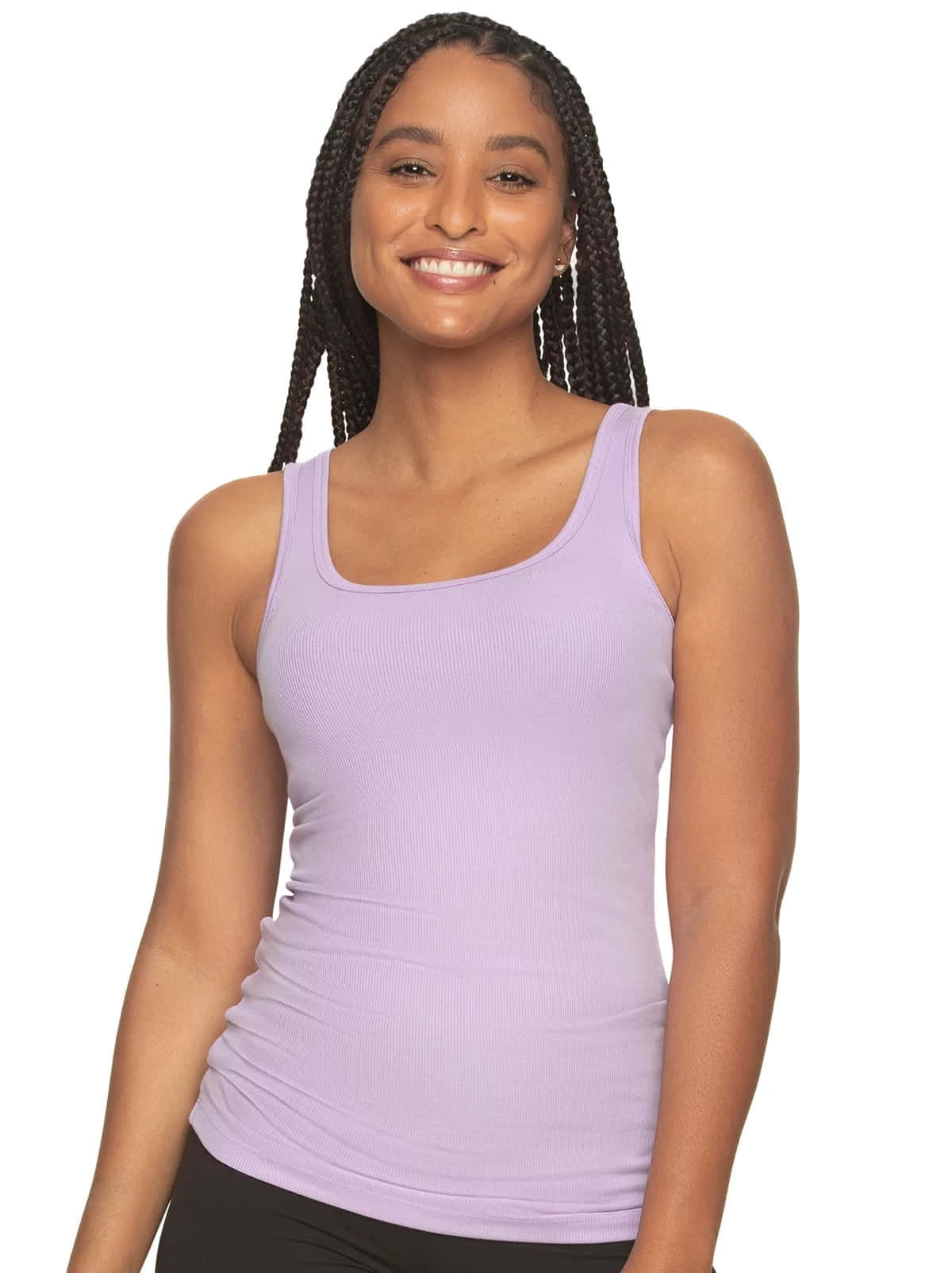 Smiling Womanin Purple Tank Top Wallpaper