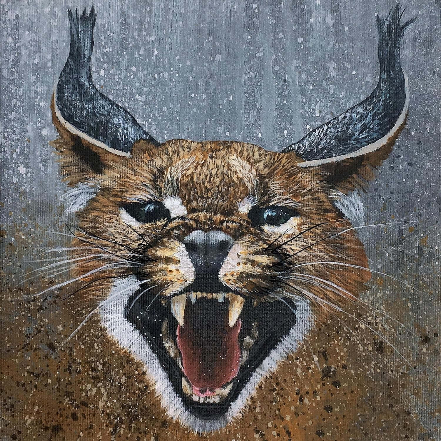 Snarling Caracal Artwork Wallpaper