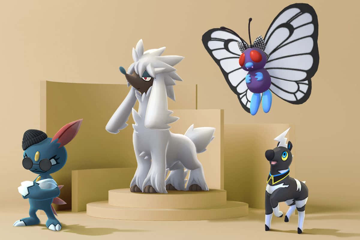 Sneasel, Furfrou, Butterfree, And Blitzle 3d Models Wallpaper