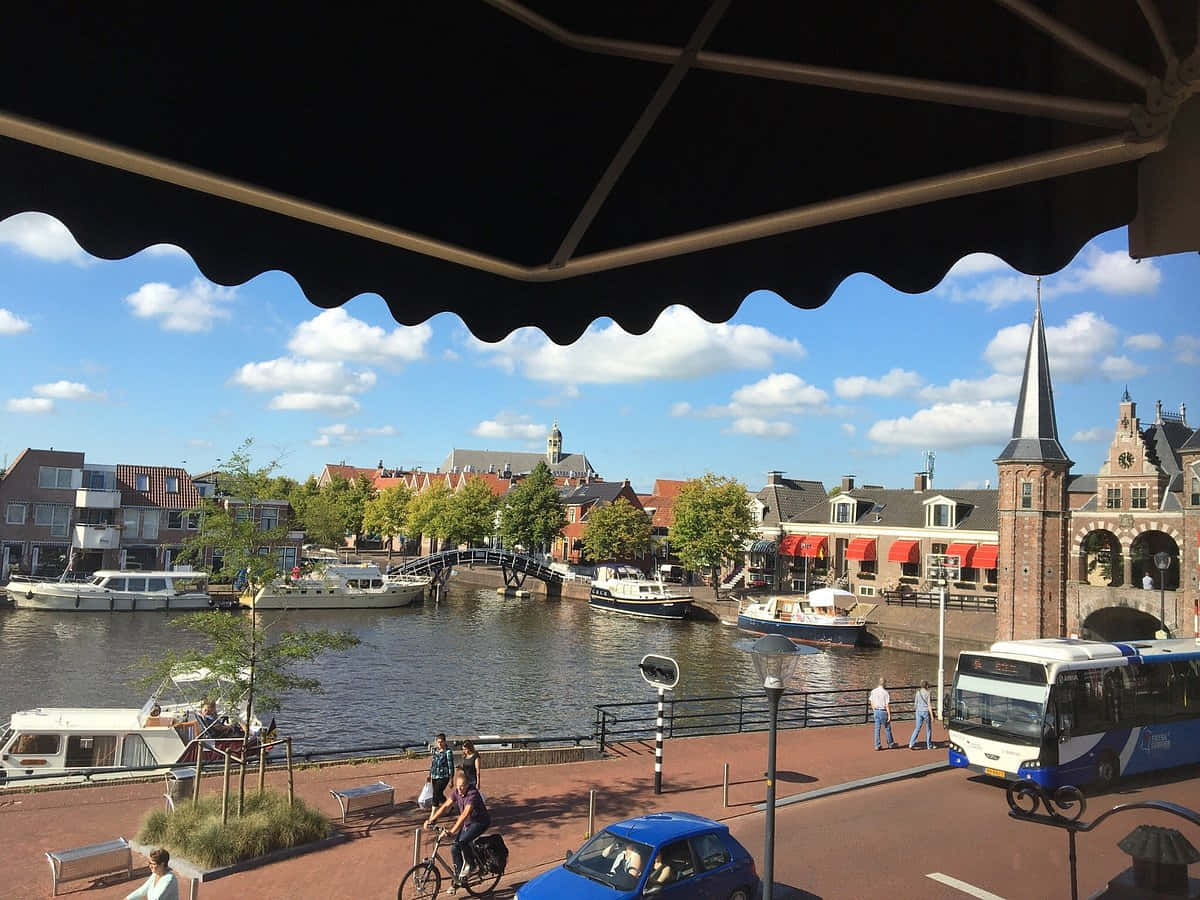 Sneek Waterpoort Canal View Wallpaper