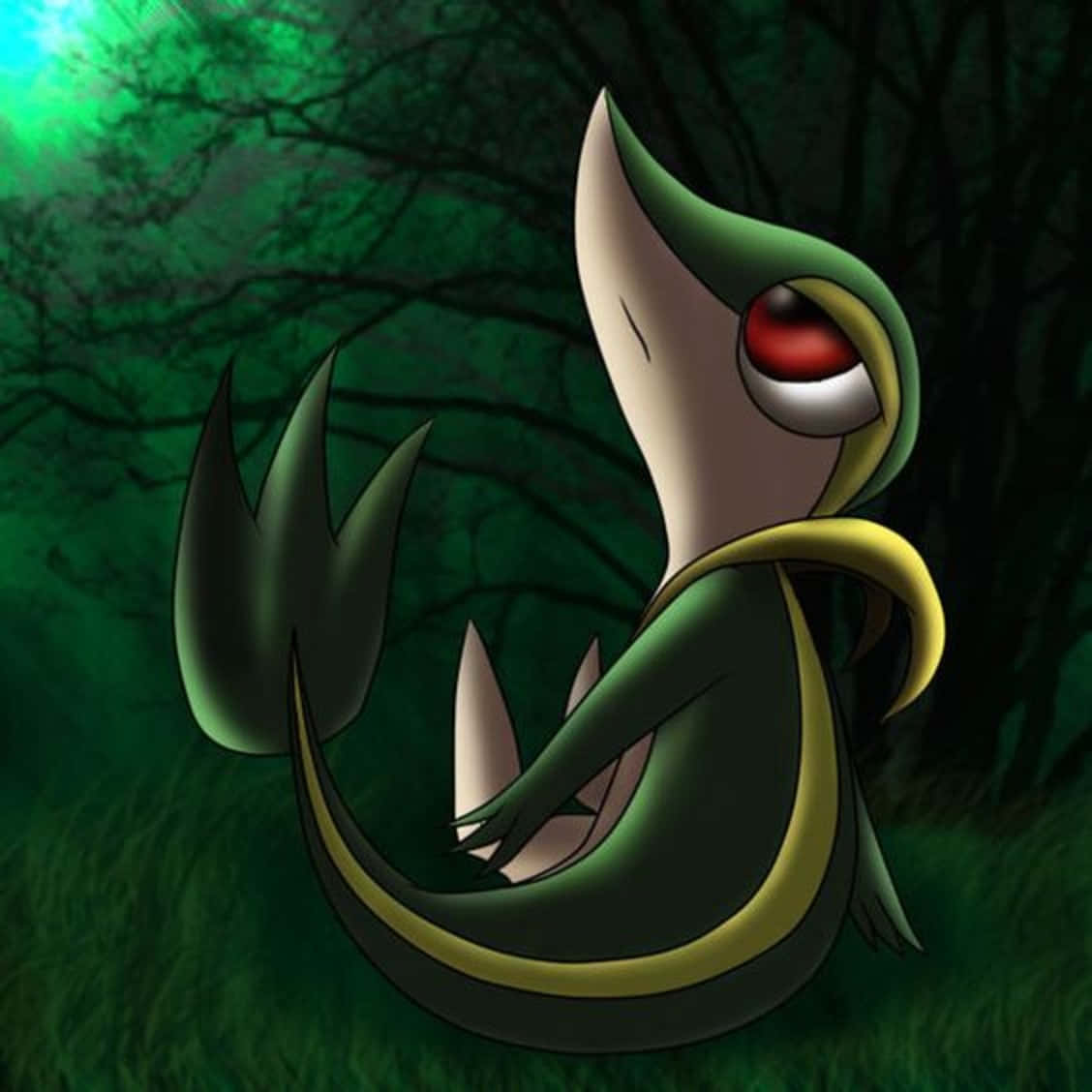 Snivy In A Dark Forest Wallpaper