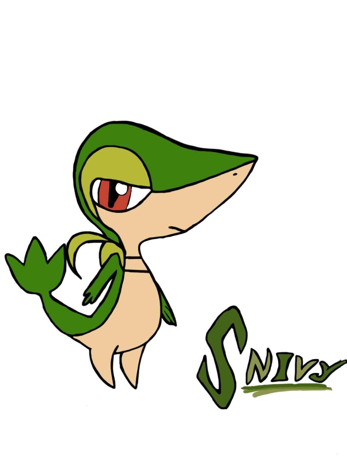 Snivy On White Background Wallpaper