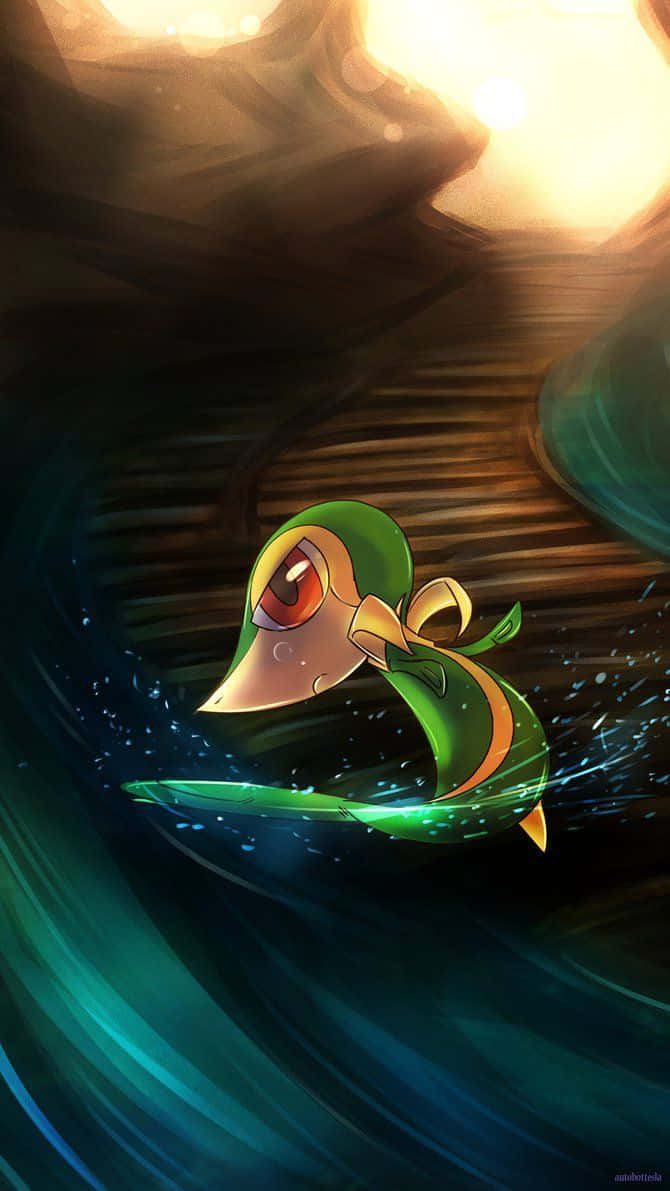 Snivy Splashing In Water Wallpaper