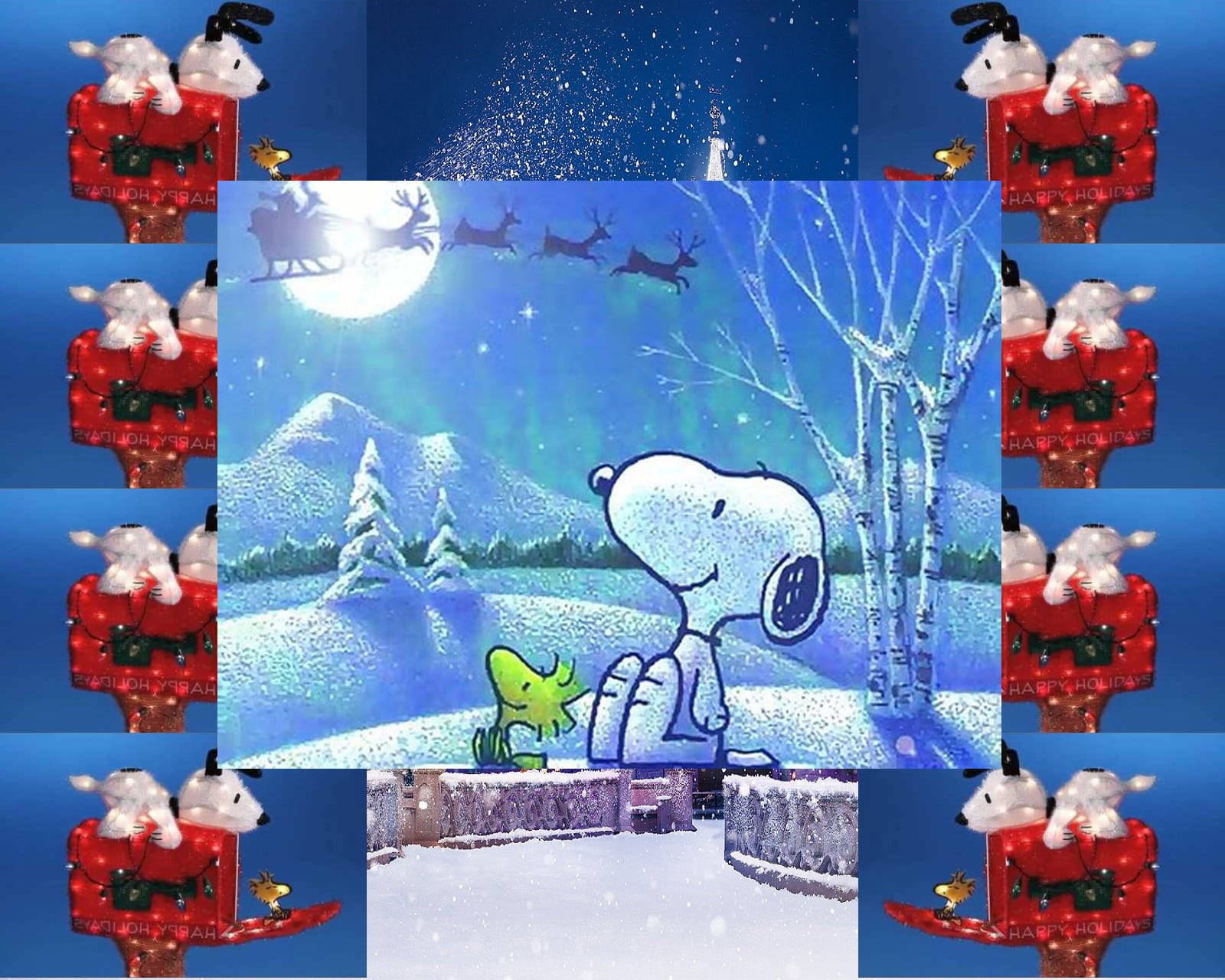 Snoopy Christmas Woodstock Santa Wallpaper