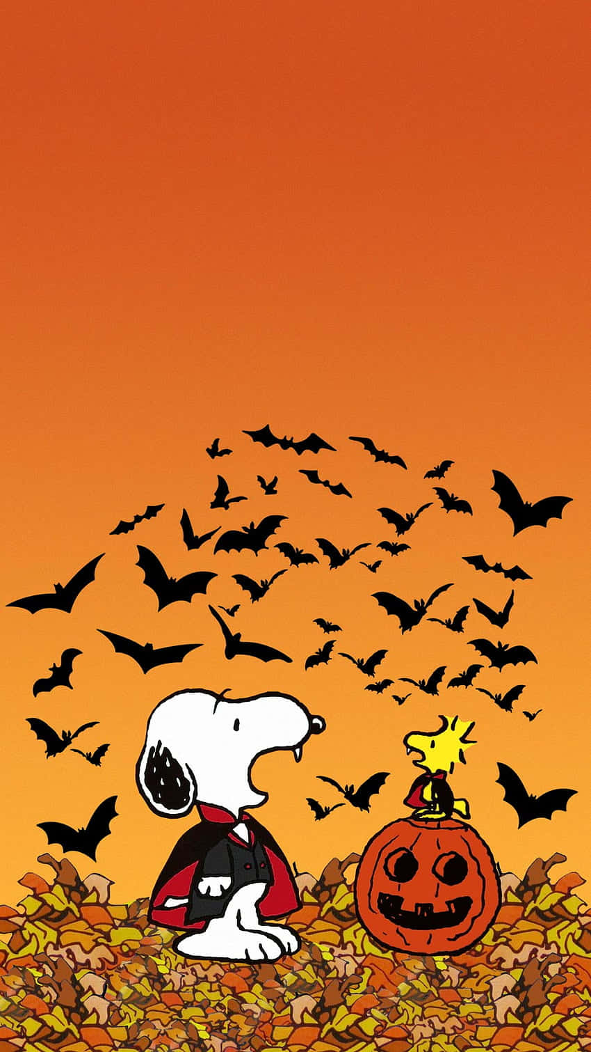 Snoopy Enjoying The Golden Colours Of Autumn Wallpaper