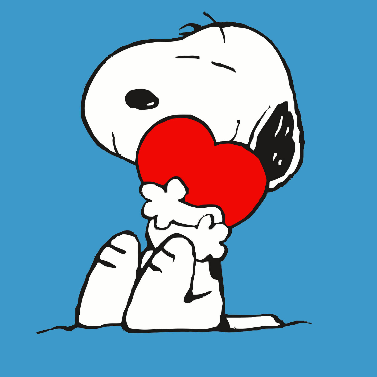 Snoopy Hugging A Heart To Show Love Wallpaper