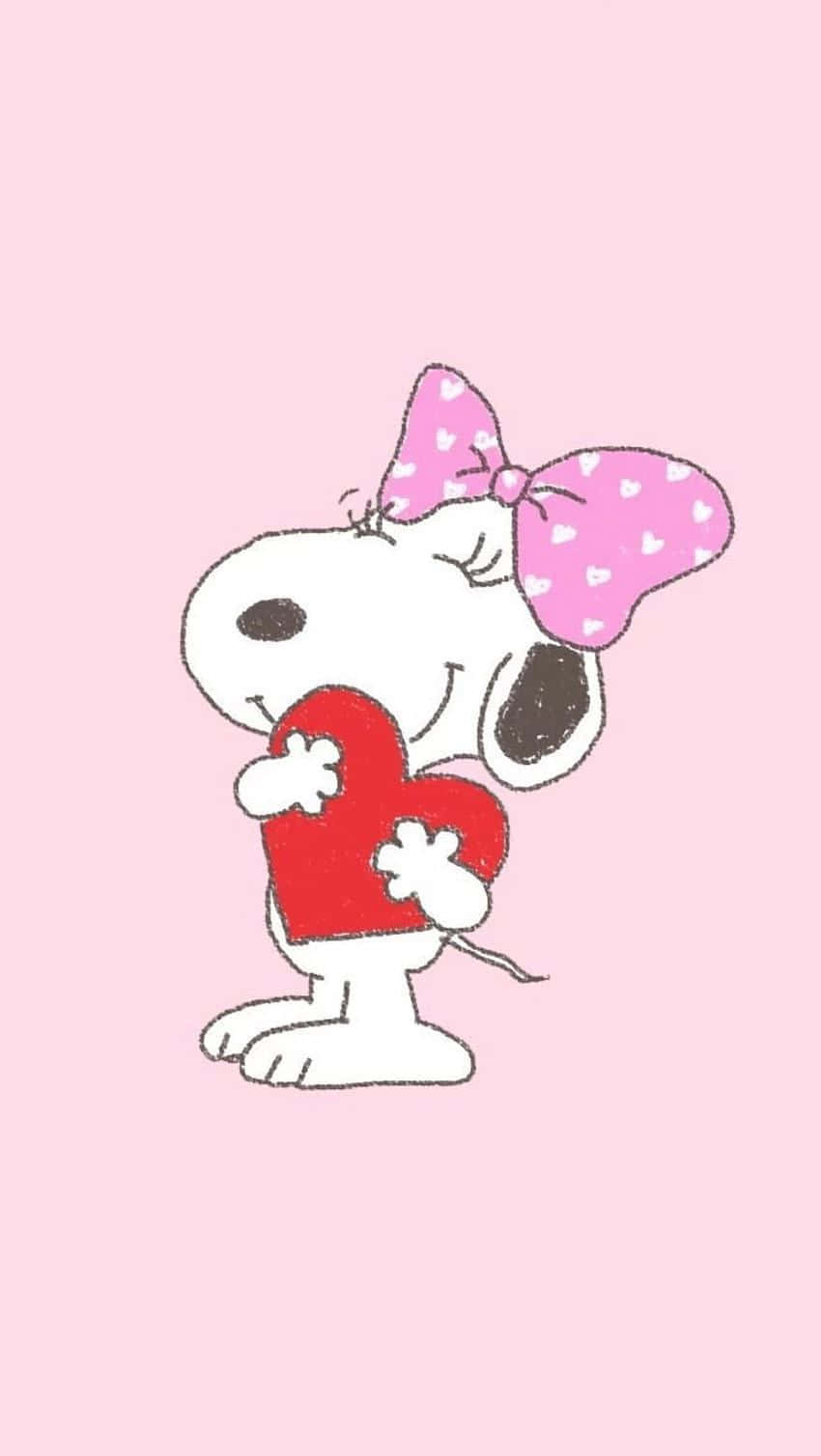 Snoopy Love Hearti Phone Wallpaper Wallpaper