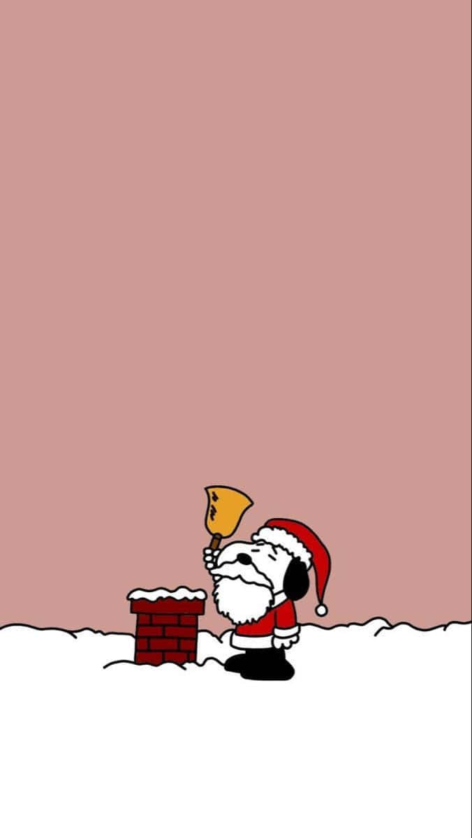 Snoopy Santa Chimneyi Phone Wallpaper Wallpaper