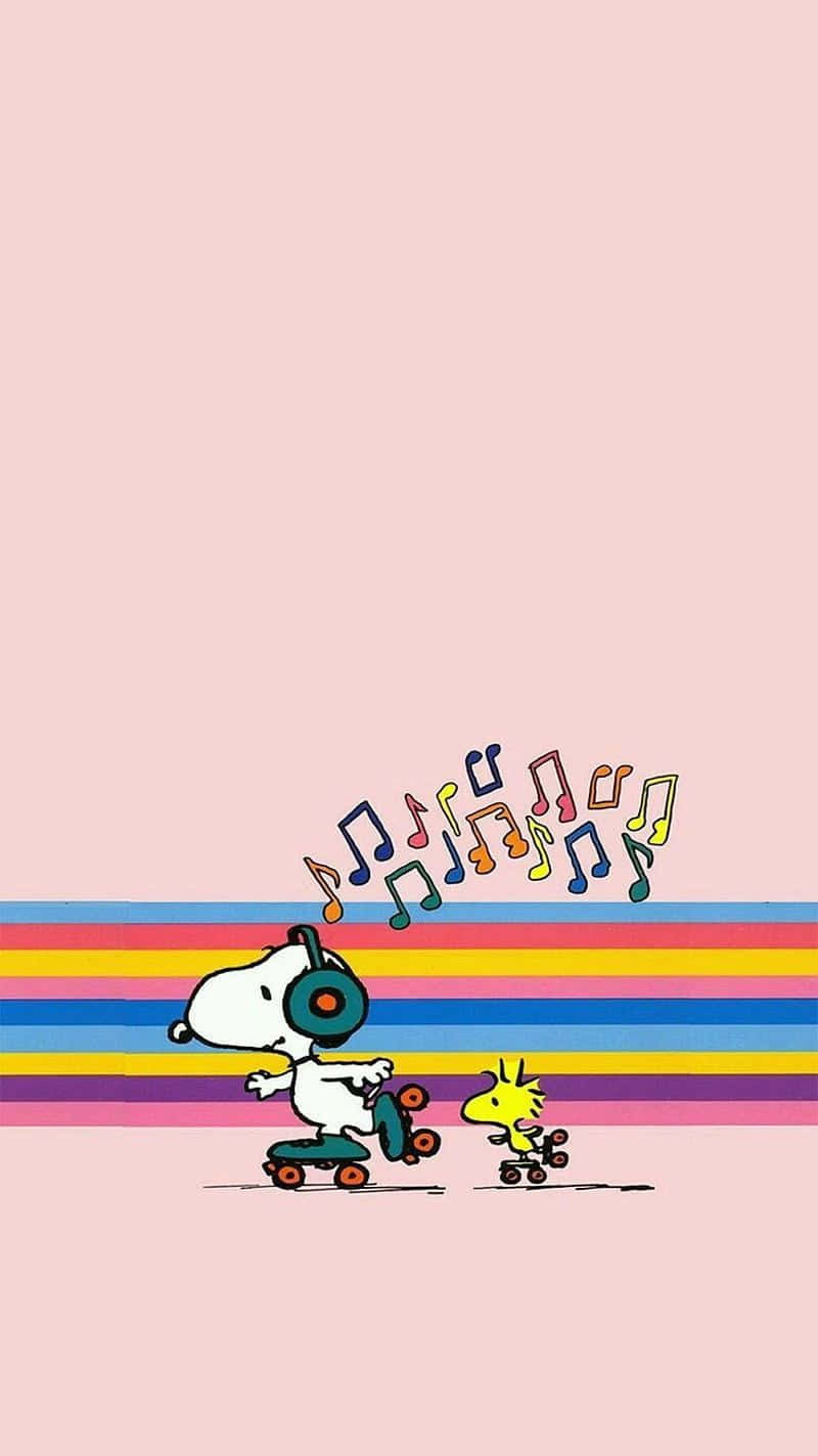 Snoopy Woodstock Skateboardingi Phone Wallpaper Wallpaper