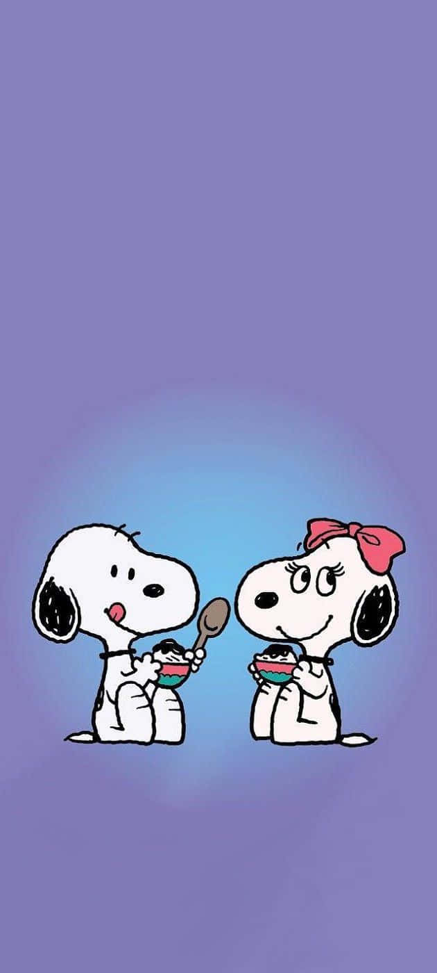 Snoopyand Fifi Eating Ice Creami Phone Wallpaper Wallpaper