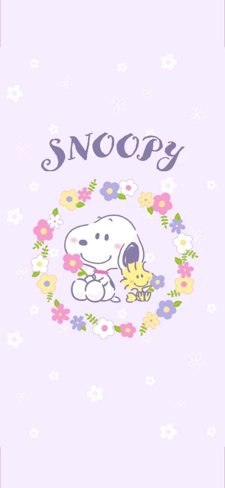 Snoopyand Woodstock Florali Phone Wallpaper Wallpaper