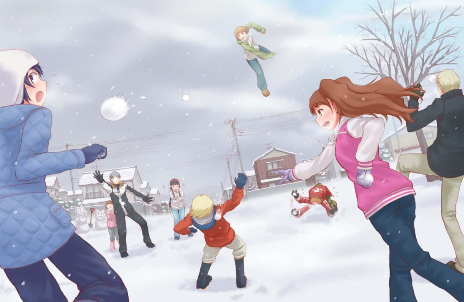 Snowball Fight In Winter Wonderland Wallpaper