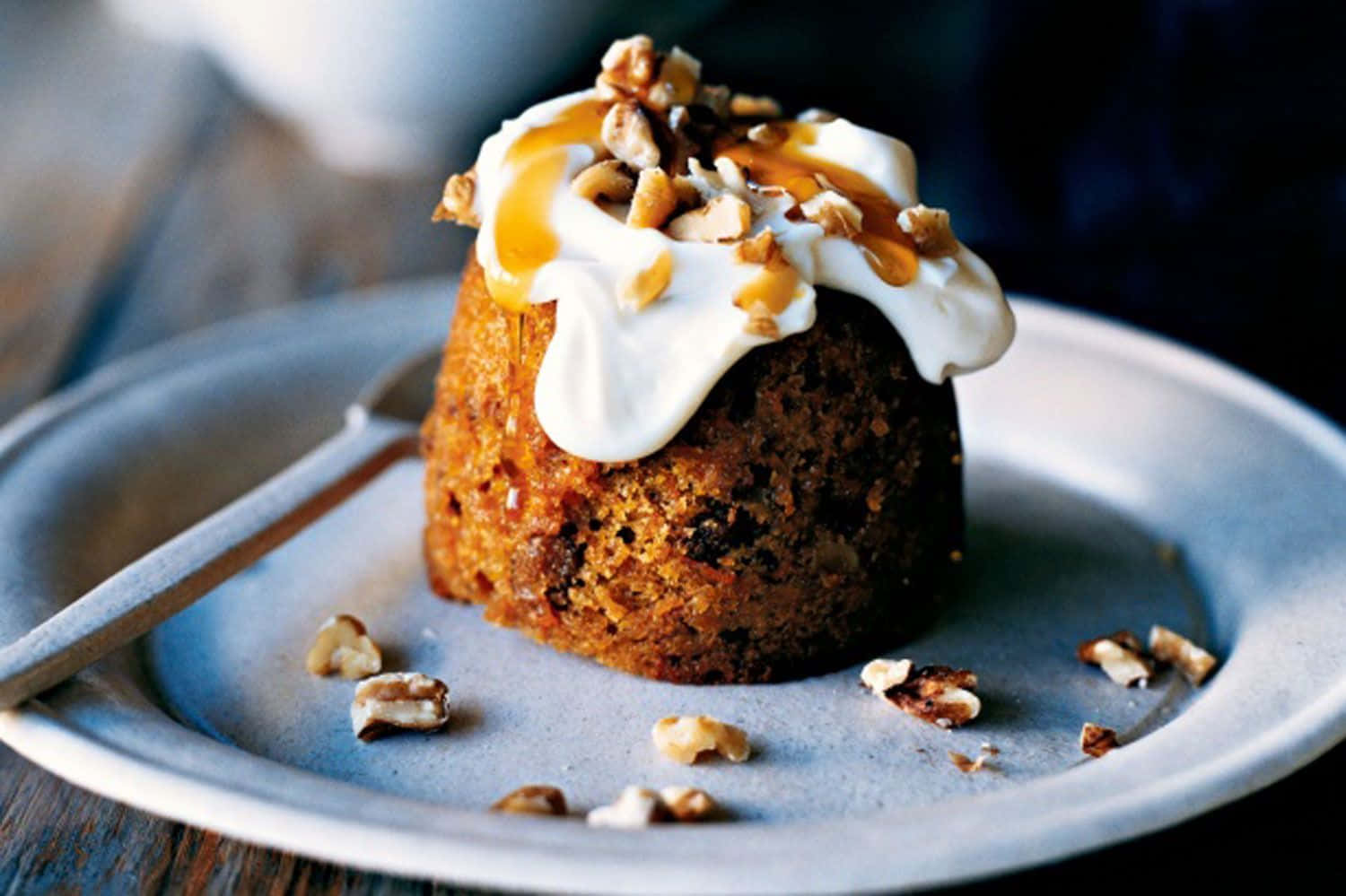 Snowy Chocolate Cake On A Rustic Table Wallpaper