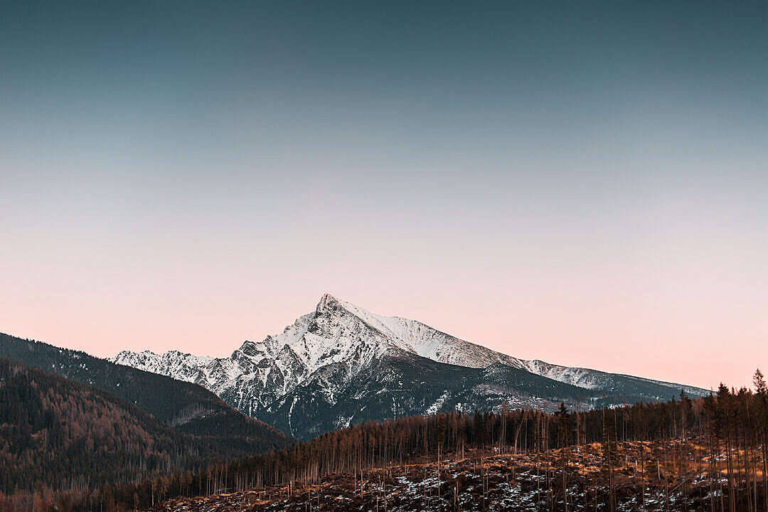 Snowy Mountain Pink Skies 1080p Hd Desktop Wallpaper