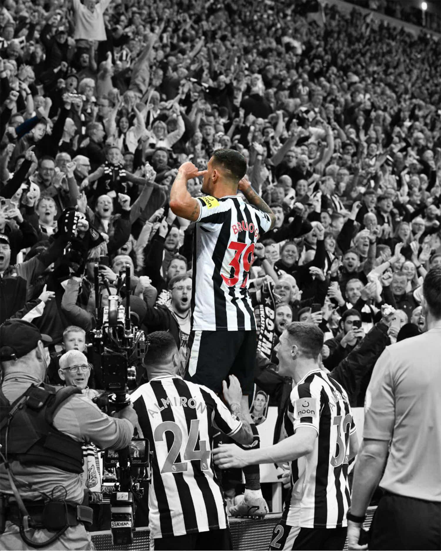 Soccer Celebration Blackand White Crowd Wallpaper