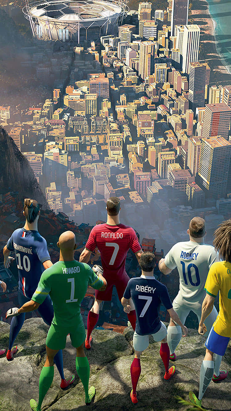 Soccer_ Giants_ Overlooking_ Cityscape Wallpaper