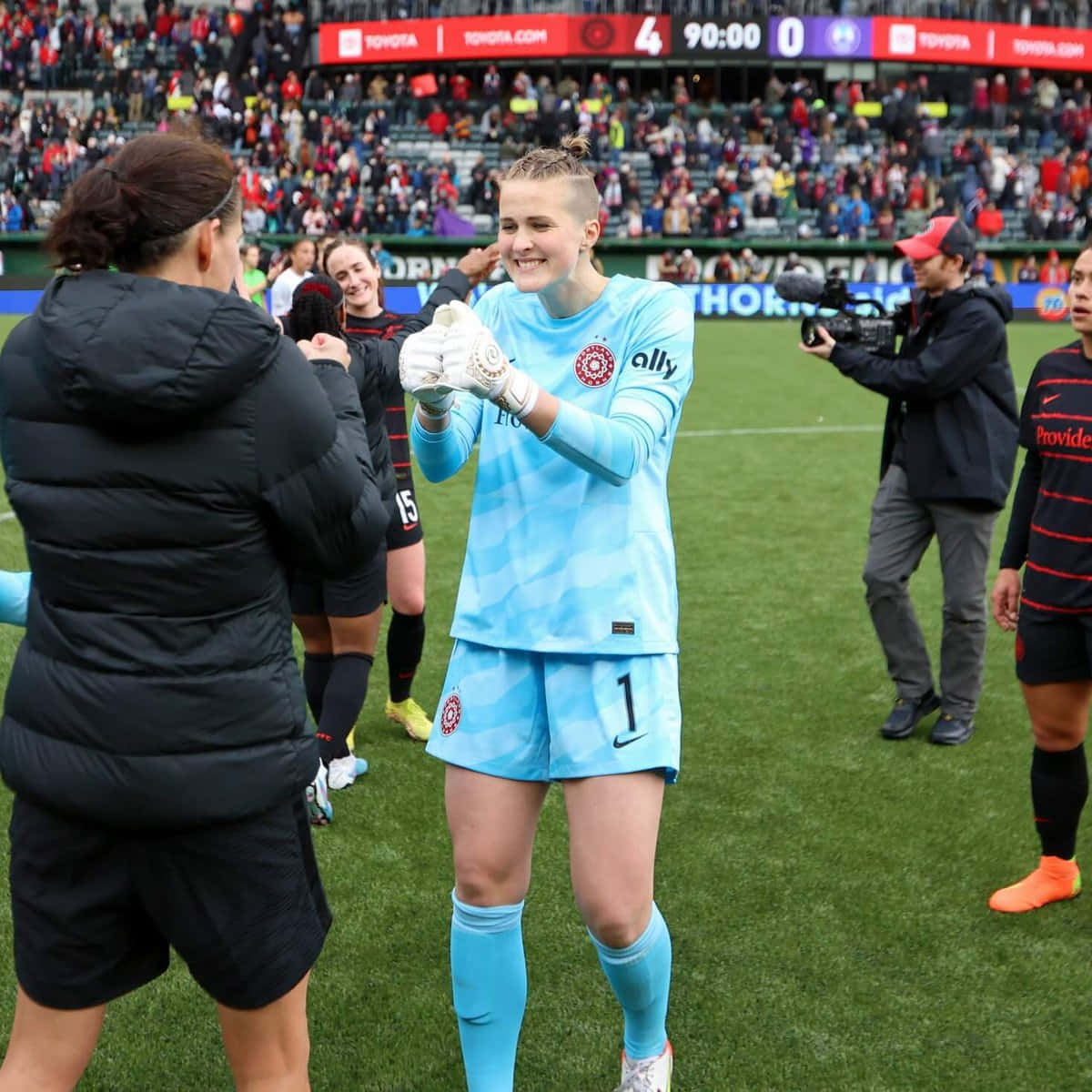 Soccer Goalkeeper Celebration After Match Wallpaper