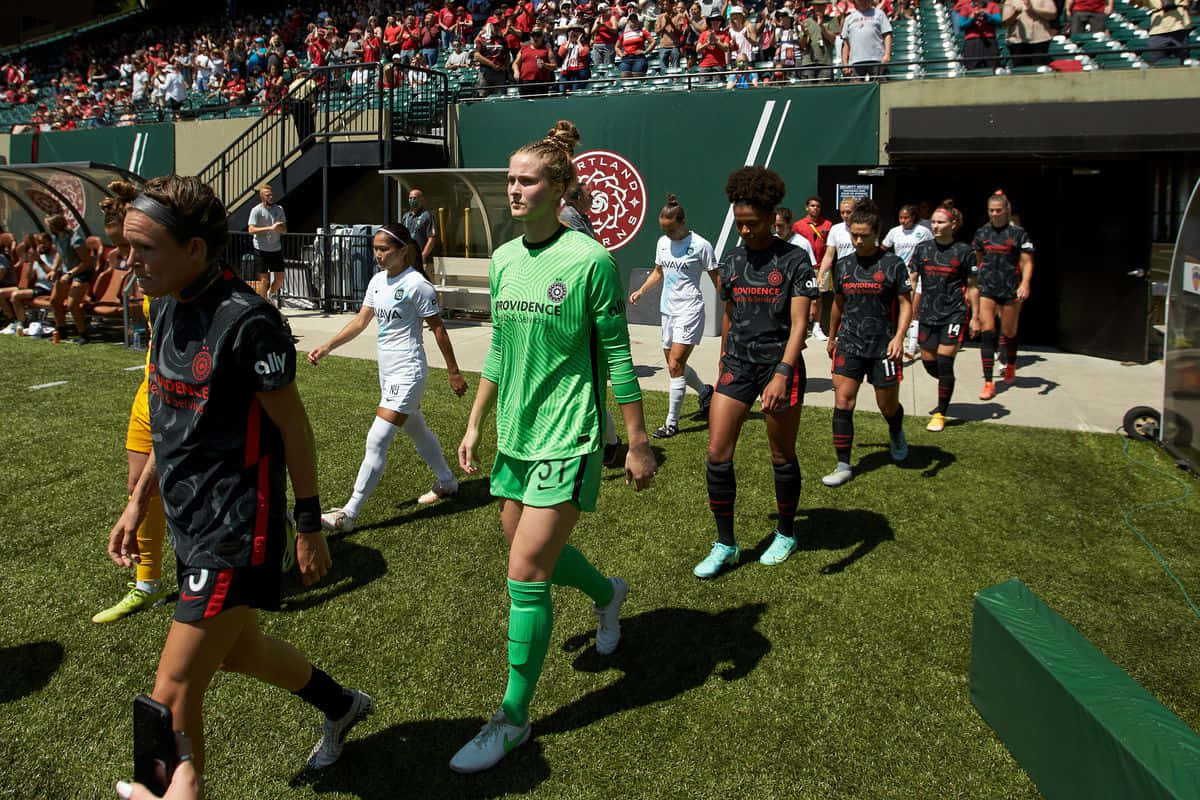 Soccer Team Walking Out For Match Wallpaper