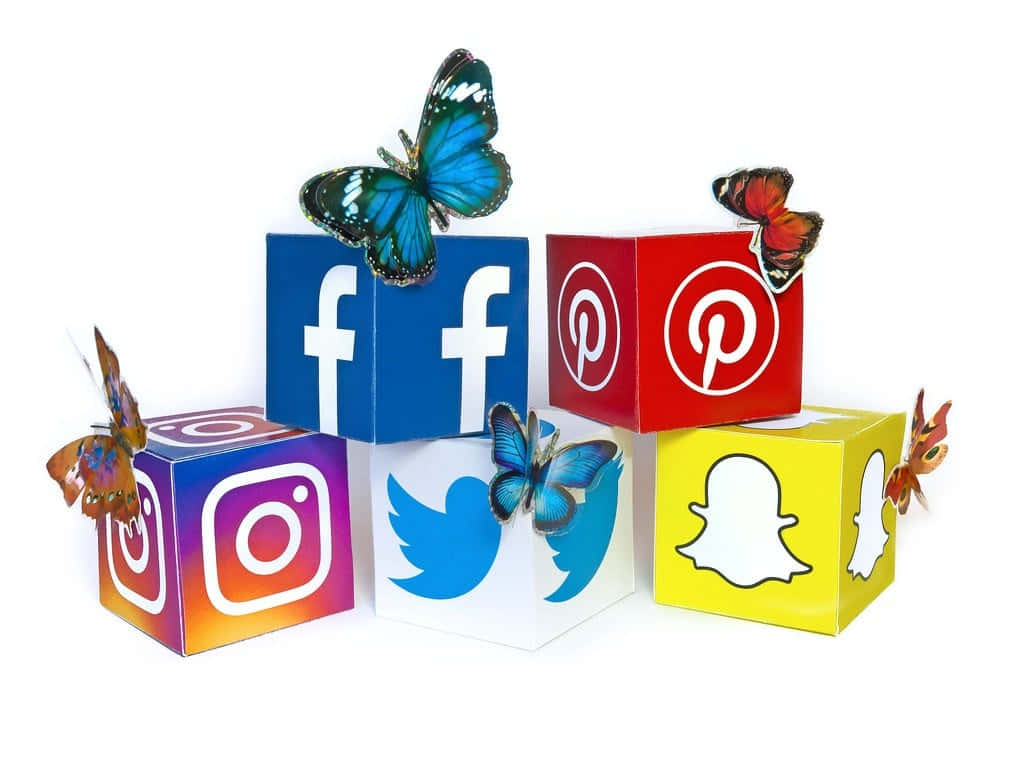 Social Media Icons Facebook Butterflies Wallpaper