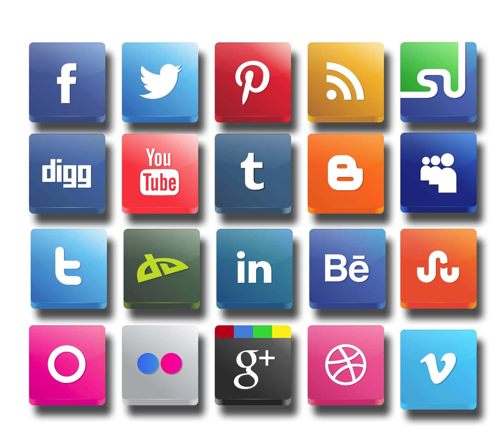 Social Media Icons In Various Colors Wallpaper