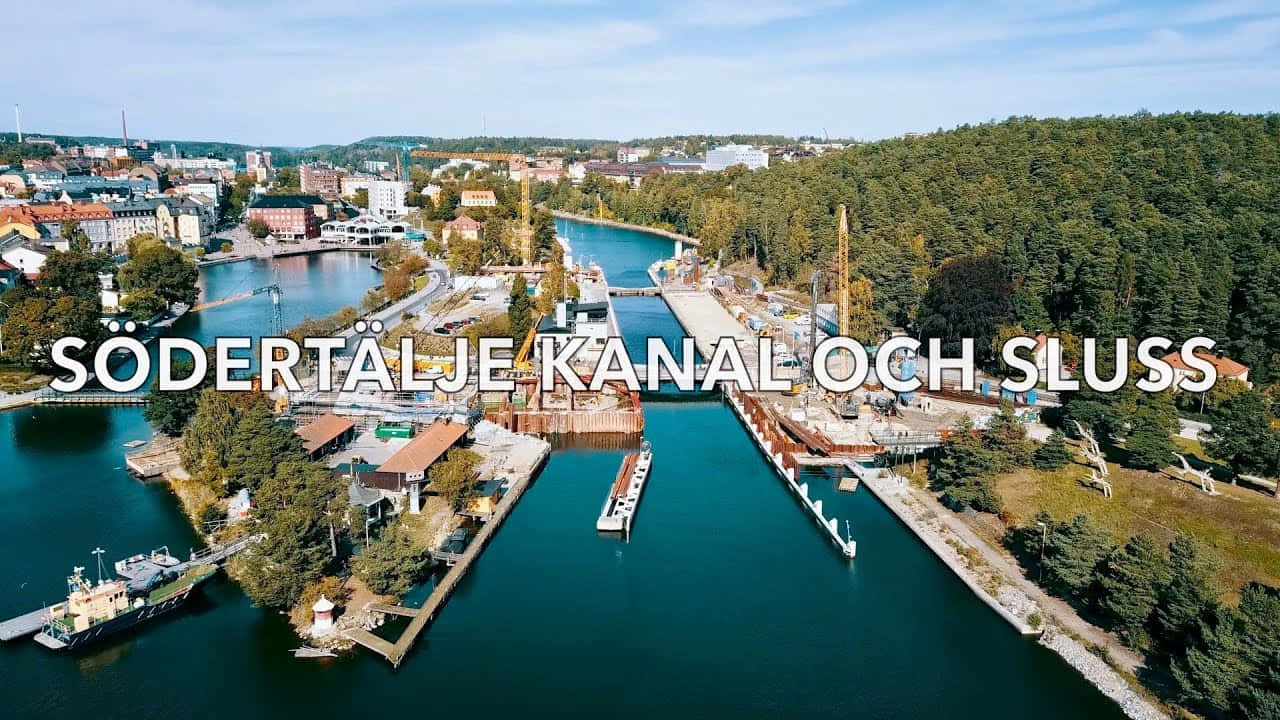 Sodertalje Canaland Lock Aerial View Wallpaper