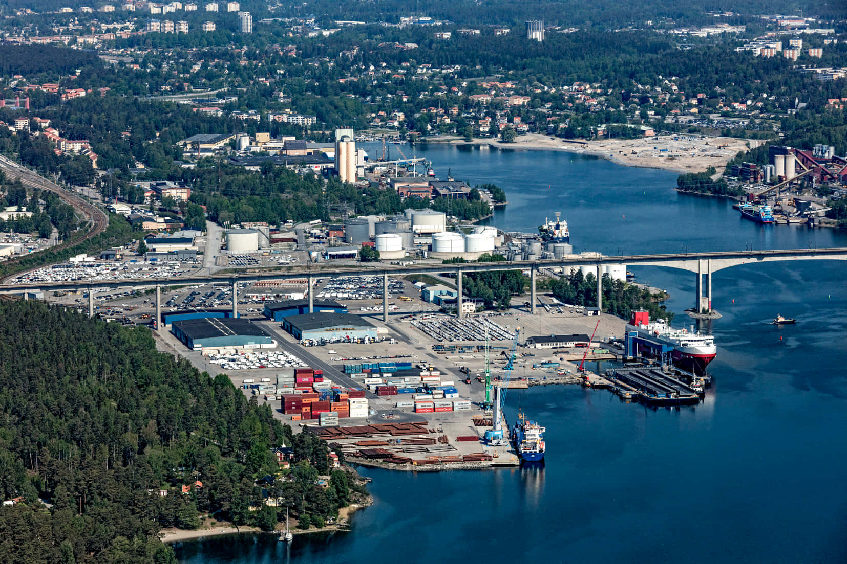 Sodertalje Industrial Port Aerial View Wallpaper