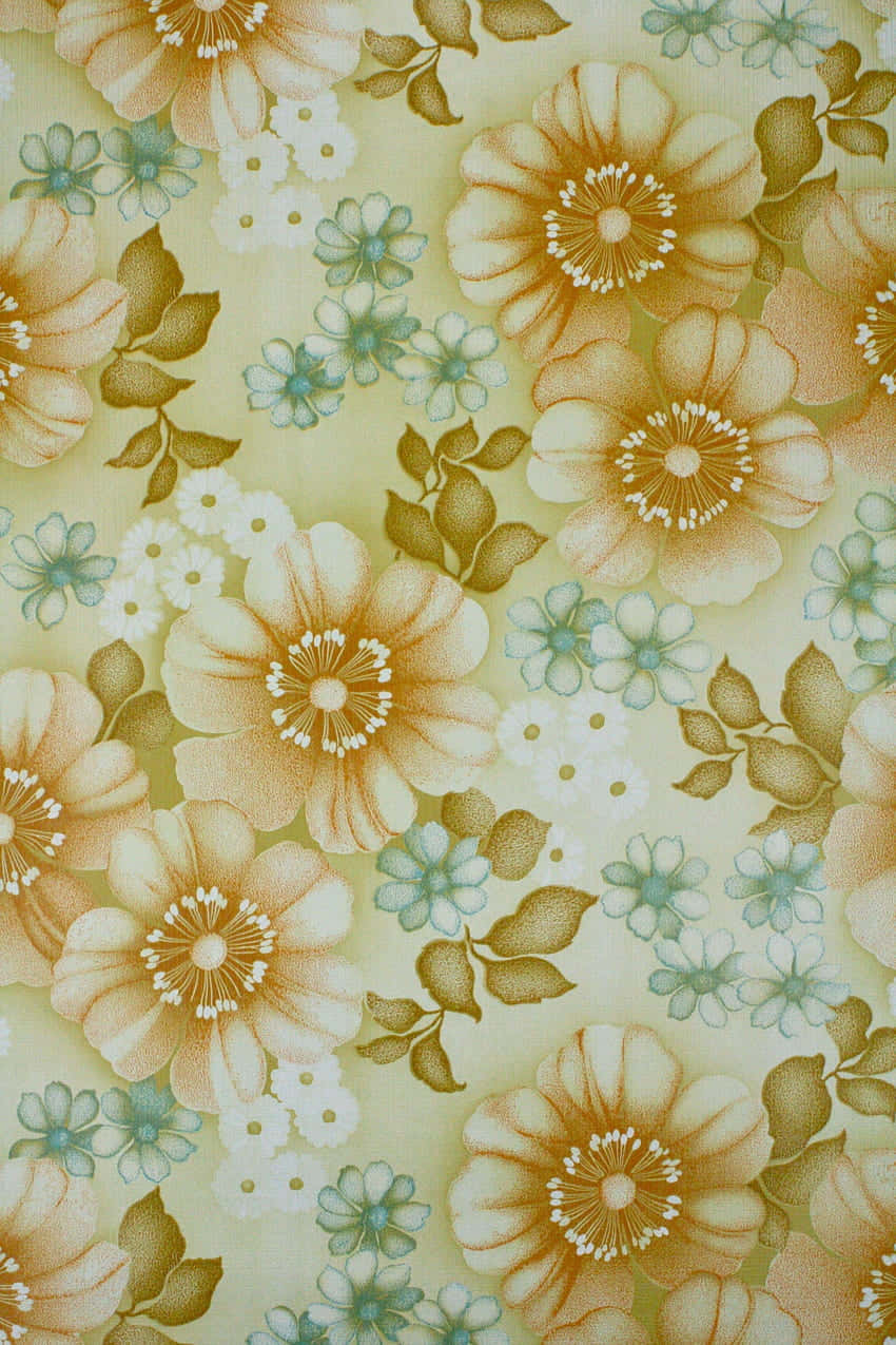 Soft 70s Floral Illustration Wallpaper