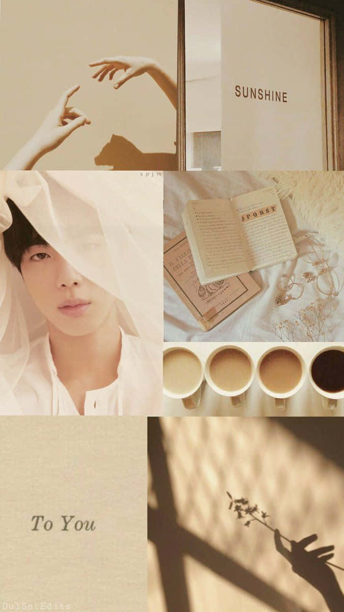 Soft Beige Aesthetic Collage Wallpaper