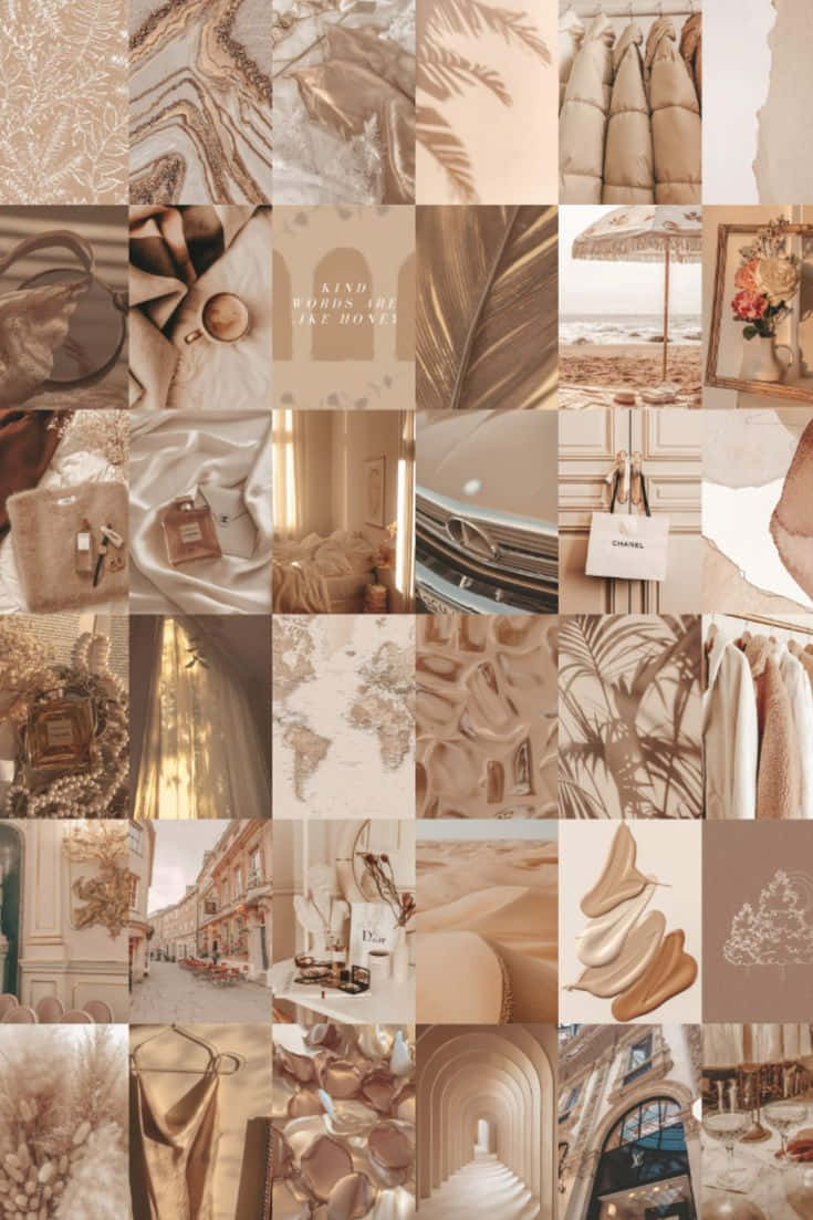 Soft Beige Aesthetic Collage Wallpaper