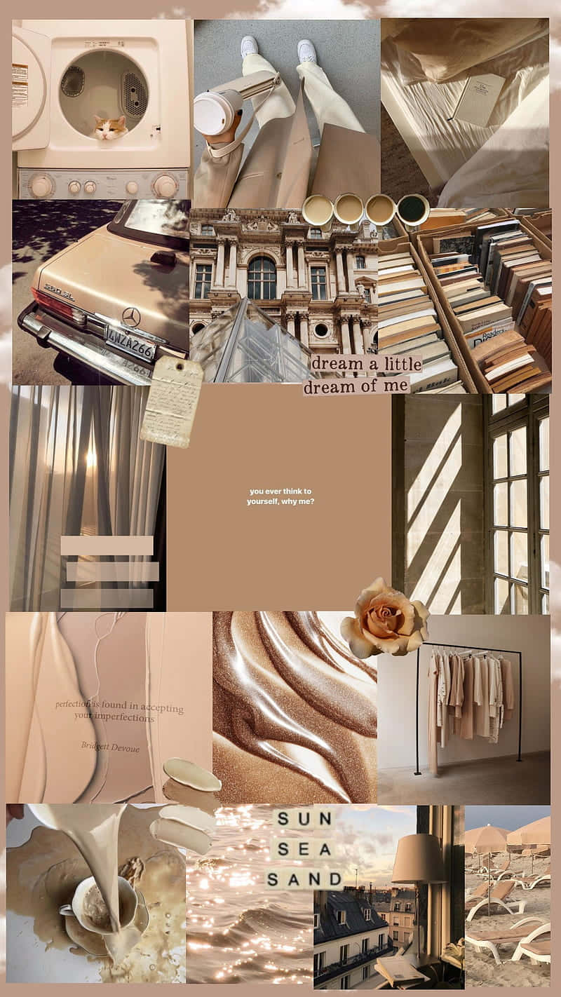 Soft Beige Aesthetic Collage Wallpaper