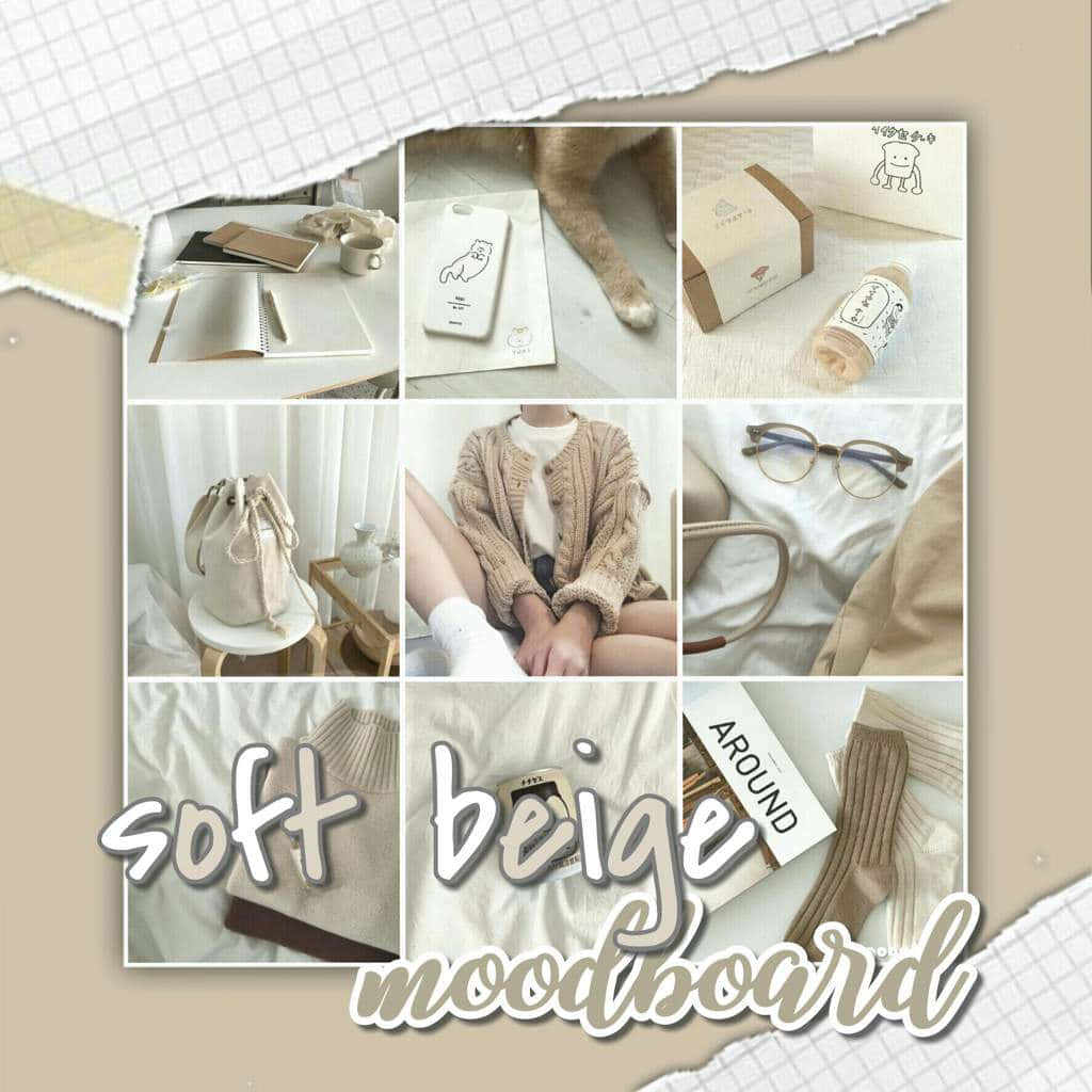 Soft Beige Moodboard_ Collage Wallpaper