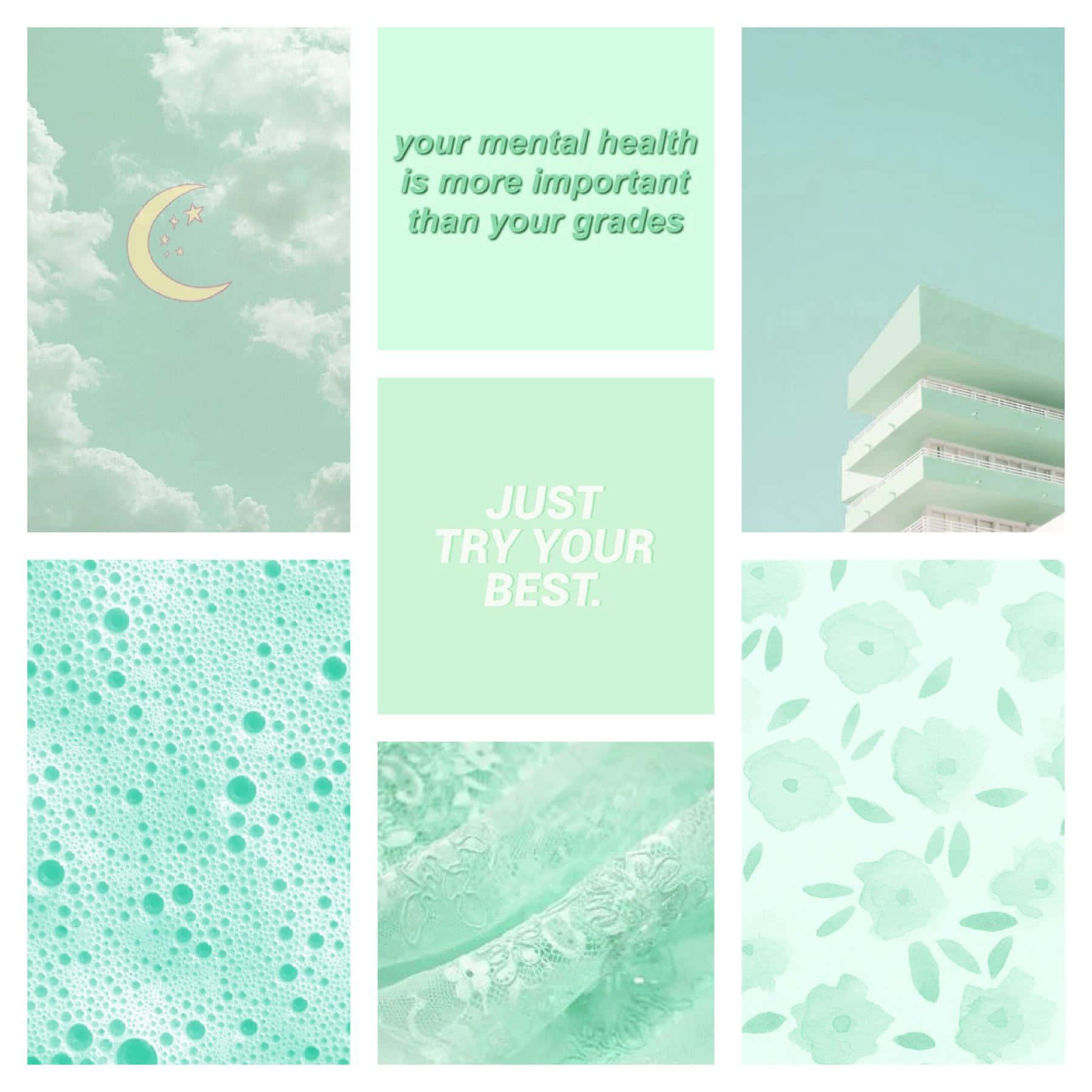 Soft Green Inspirational Collage Wallpaper