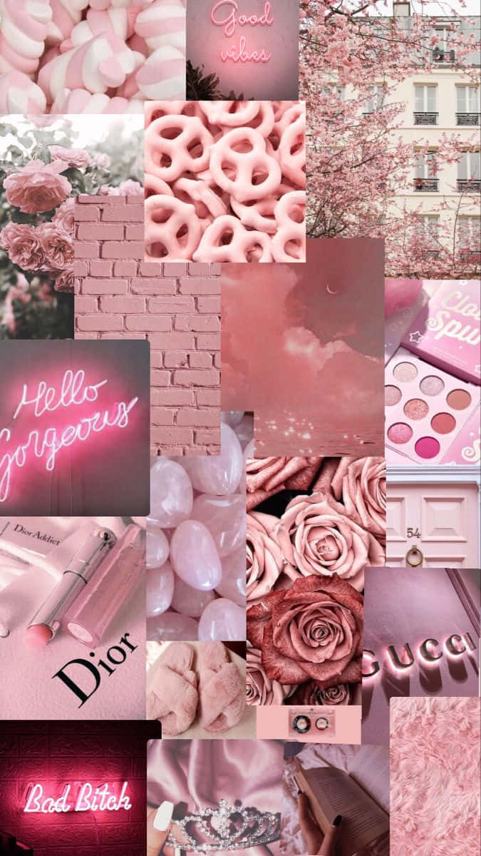 Soft Pink Aesthetic Collage Wallpaper