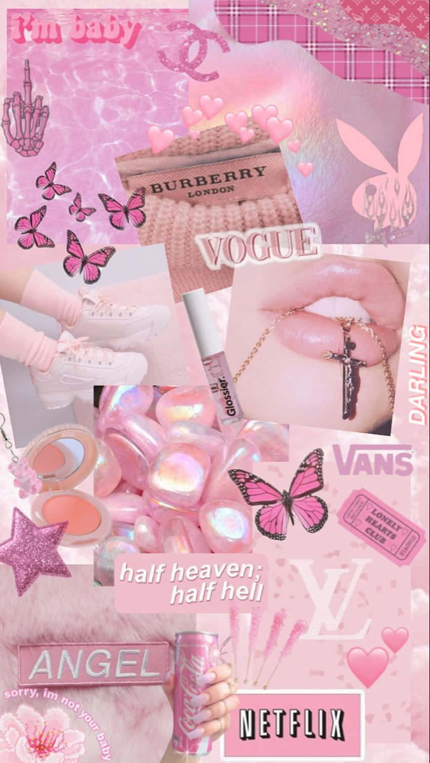 Soft Pink Aesthetic Collage Wallpaper