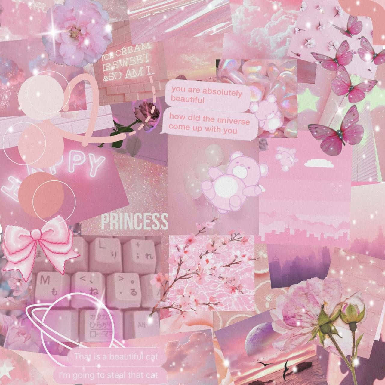 Soft Pink Aesthetic Collage Wallpaper