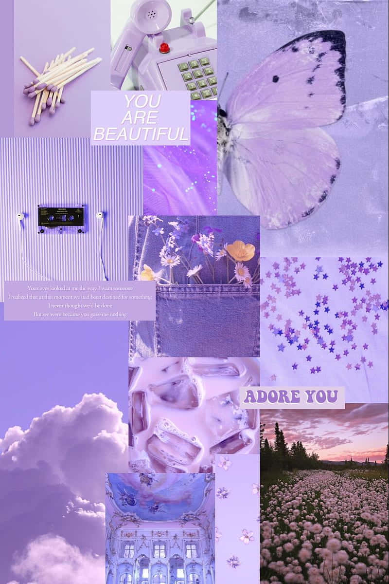 Soft Purple Aesthetic Collage Wallpaper