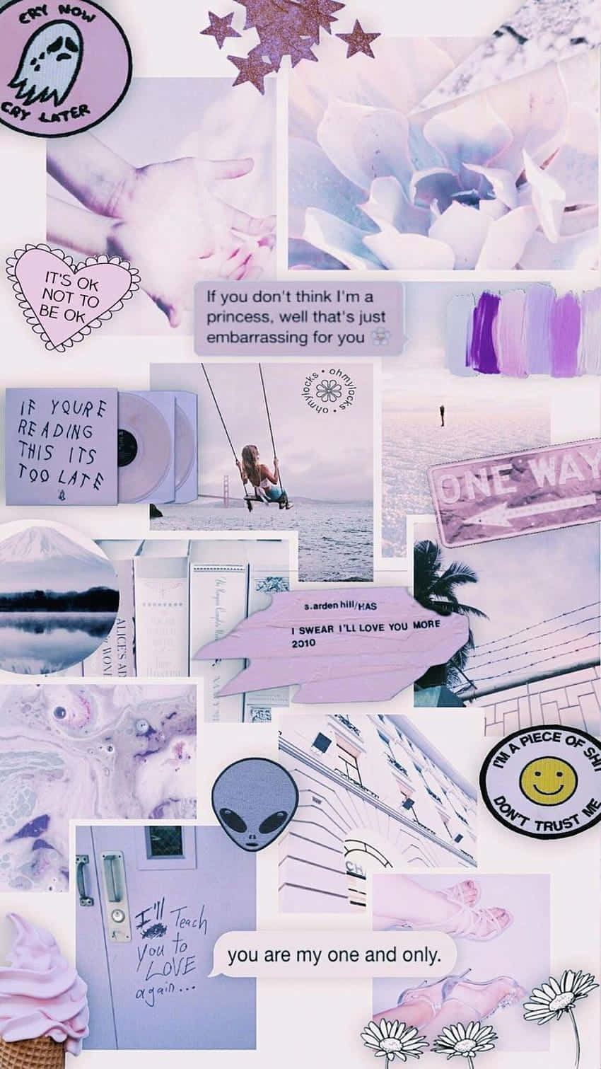 Soft Purple Aesthetic Collage Wallpaper