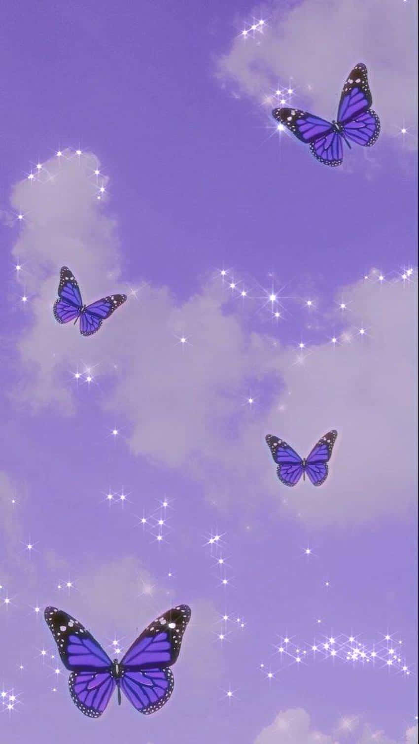 Soft Purple Butterfliesand Stars Wallpaper