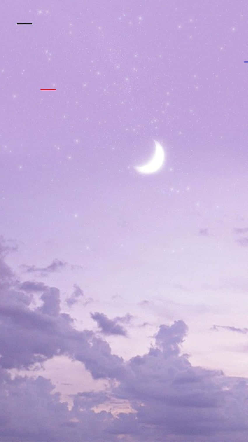 Soft Purple Skywith Crescent Moon Wallpaper