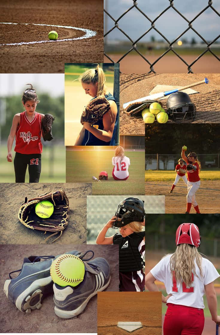 Softball Collage Aesthetic Wallpaper