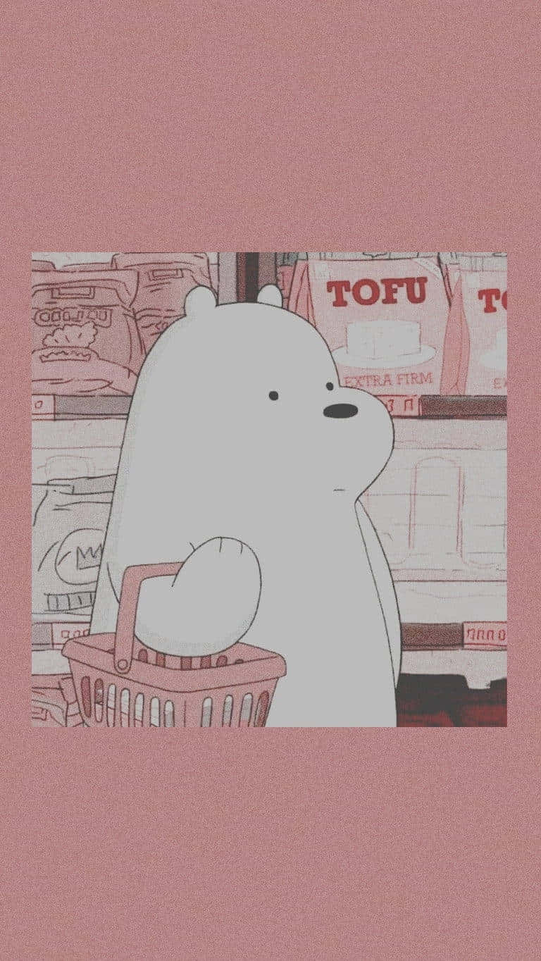 Softie Aesthetic Cartoon Bear Shopping Wallpaper