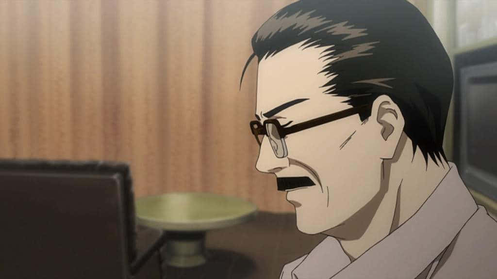 Soichiro Yagami Deep In Thought At His Work Desk Wallpaper