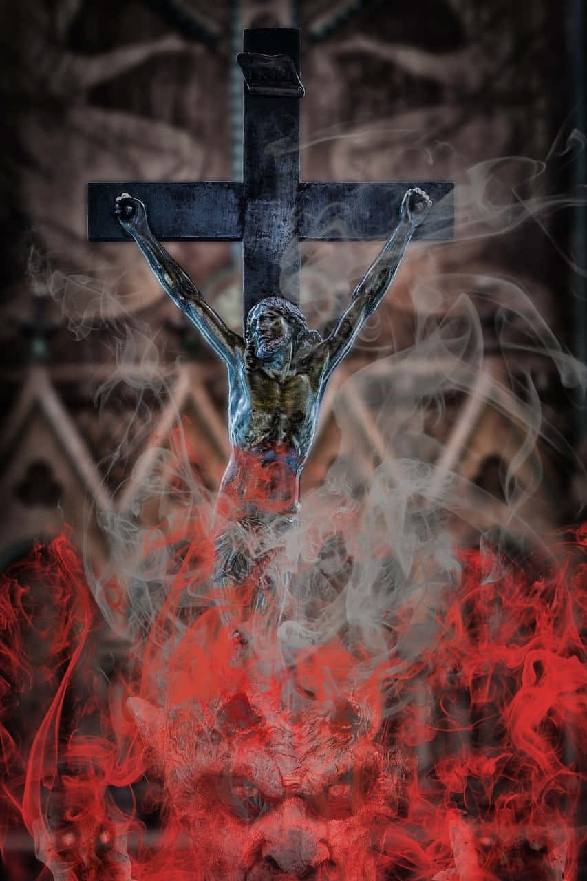 Solemn Depiction Of Jesus Christ's Crucifixion Wallpaper