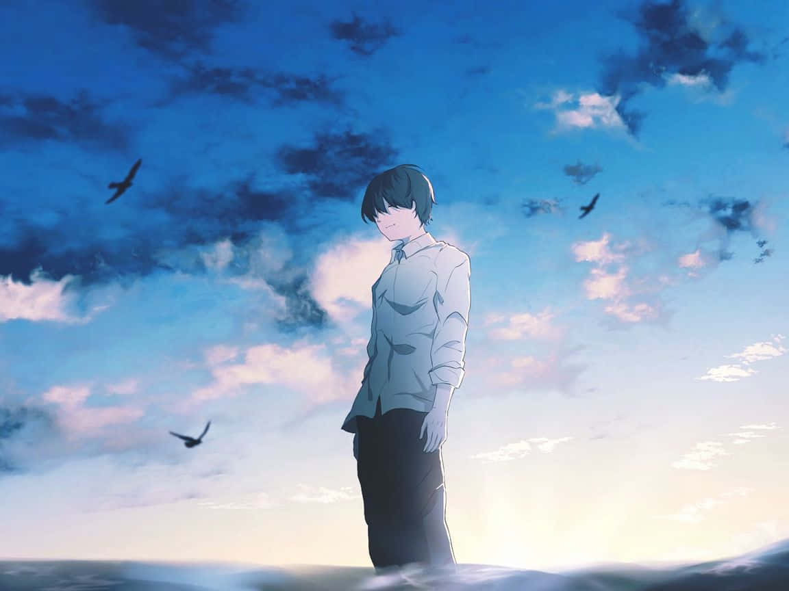 Solitude Under Sky Anime Scene Wallpaper