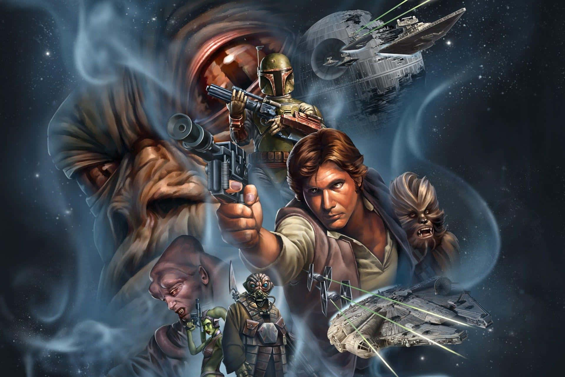 Solo: A Star Wars Story - Han With Chewbacca And The Millennium Falcon Wallpaper