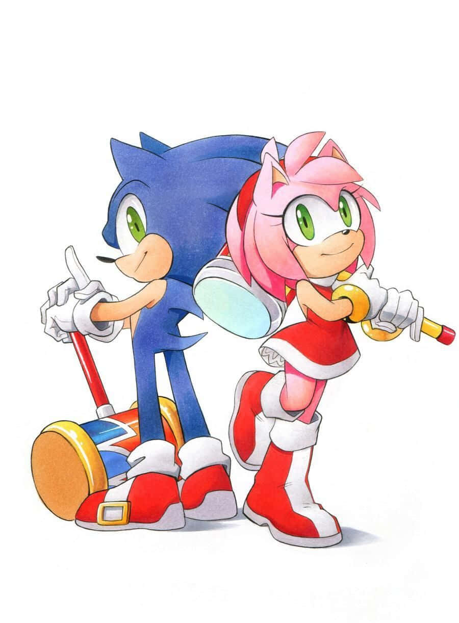 Sonic And Amy's Adventurous Journey Wallpaper