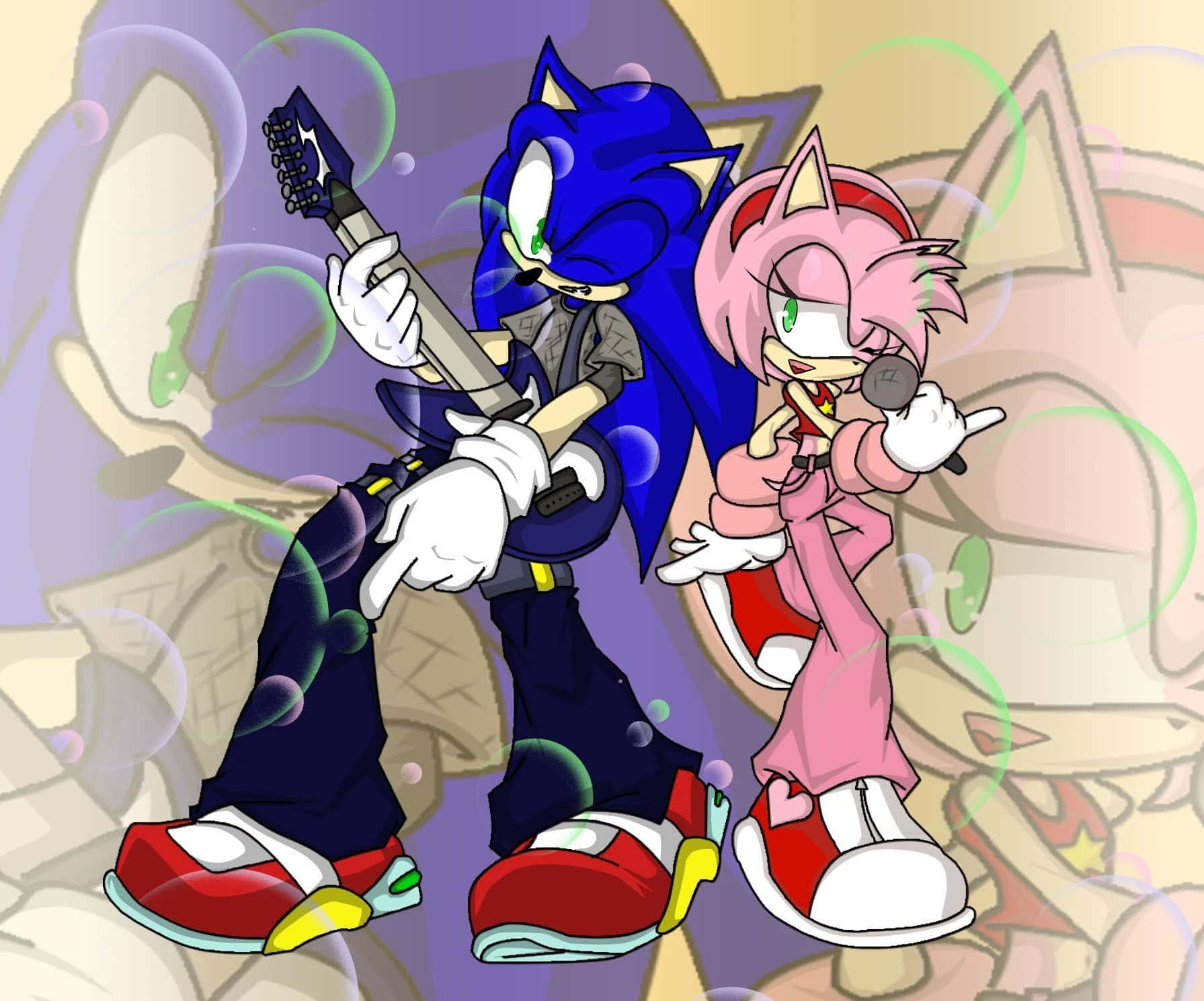 Sonic And Amy's Romantic Adventure Wallpaper