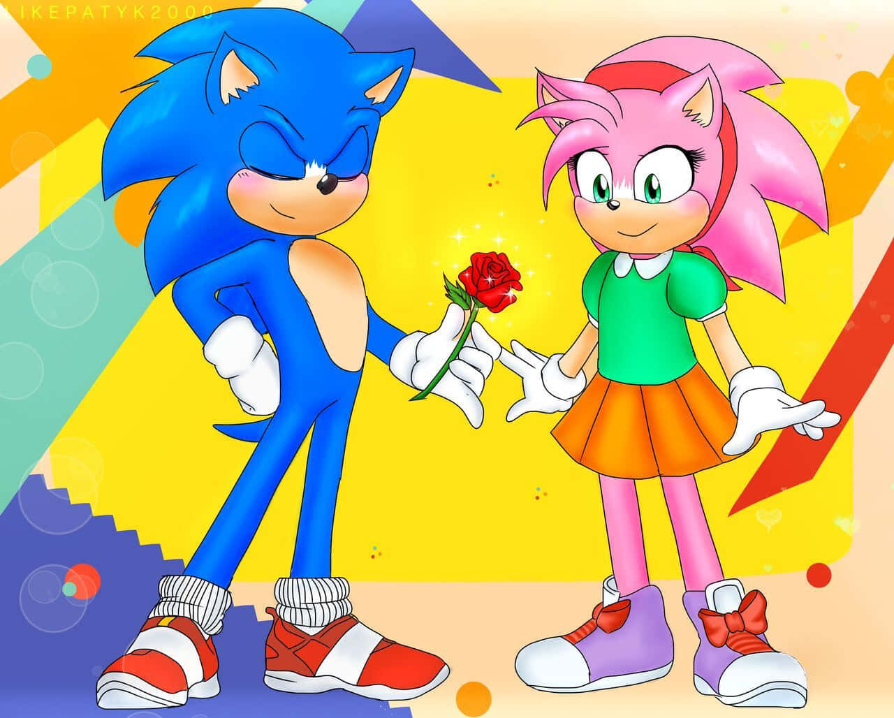 Sonic And Amy's Romantic Adventure Wallpaper